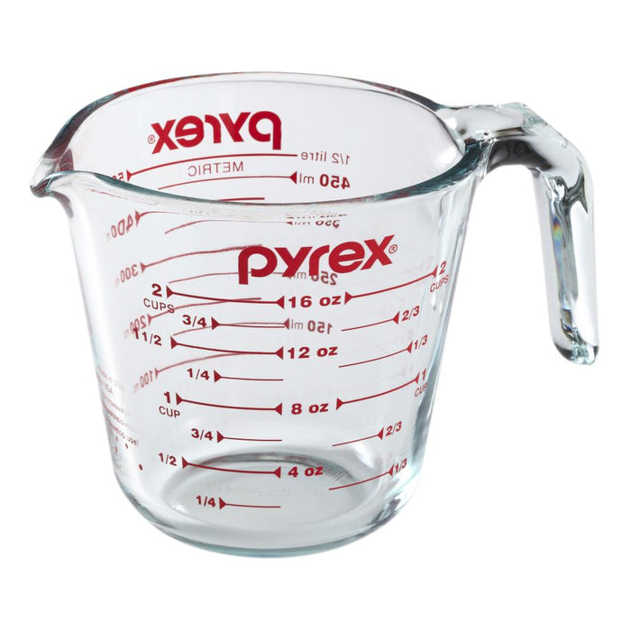 0Pyrex Prepware 500mL Medidor Cup- Red Graphics- Clear