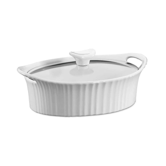 Corelle CW Cacerola Oval Ceramic French 1.42 litros Blanco c/tapa vidrio