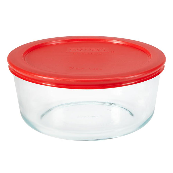 0Pyrex Storage Plus 7-cup Redondo c/tapa plastico rojo