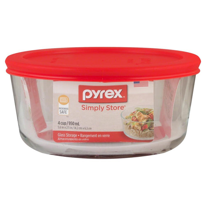0Pyrex Storage Plus 4-cup Redondo c/tapa plastico rojo