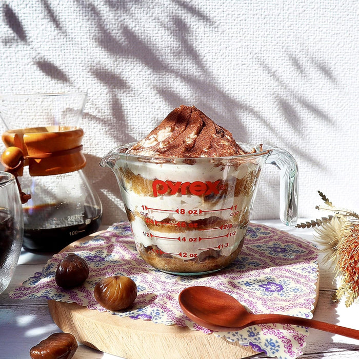 0Pyrex Prepware 250mL Medidor Cup- Red Graphics- Clear