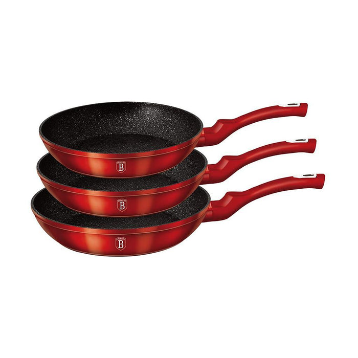 Berlinger Haus Bazar Jgo_de_Sarten_Metallic_3_pcs_Line_Burgundy_Edition