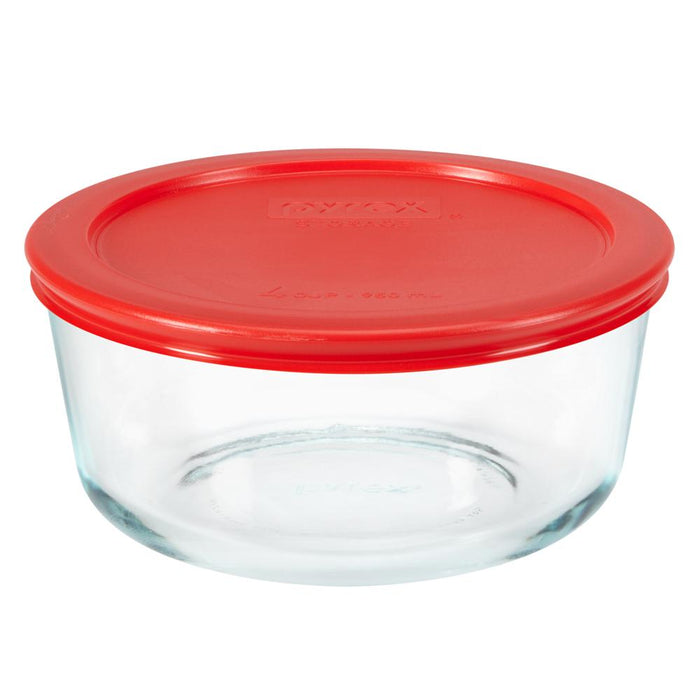 0Pyrex Storage Plus 4-cup Redondo c/tapa plastico rojo