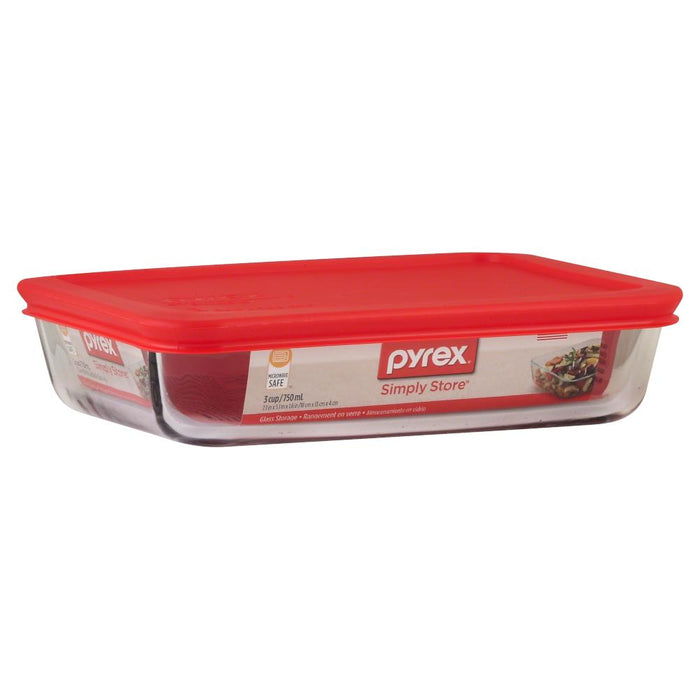 0Pyrex Storage Plus 3-cup Rectangular- c/tapa plastico rojo