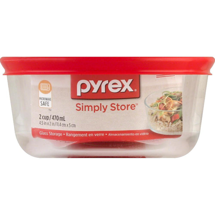 0Pyrex Storage Plus 2-cup Redondo c/tapa plastico rojo