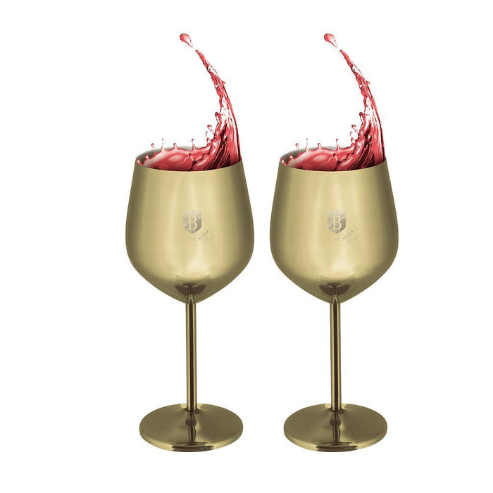 Berlinger Haus Bazar 2 Pcs Jgo De Copas De Metal Champagne Gold