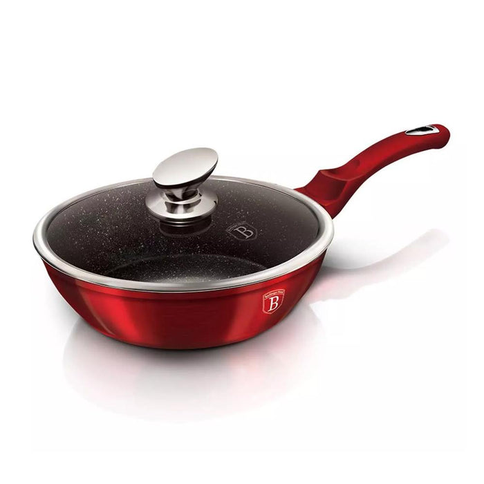 Berlinger Haus Bazar Sarten honda con tapa 24 cm Metalica  Edicion Burgundy