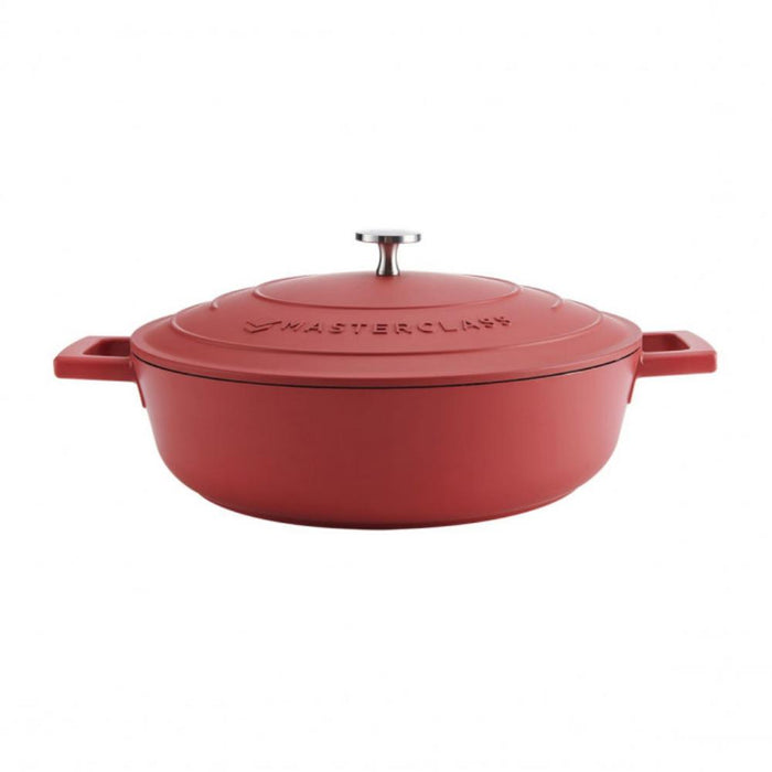 5057982062279 MASTERCLASS BAZAR CACEROLA BAJA ROJA DE ALUMINIO FUNDIDO  28CM 4 LITROS CAJA DE REGALO