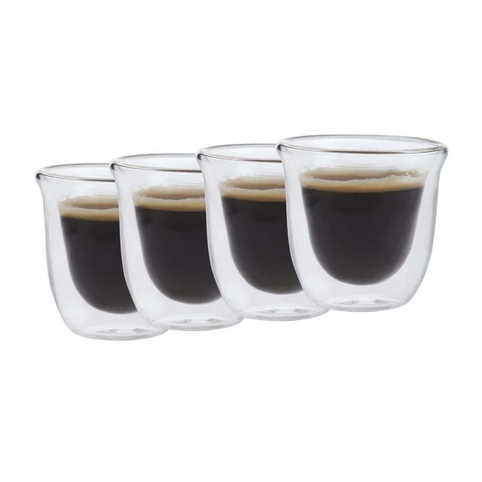 La Cafeterie Bazar Set 4 Pc vasos de vidrio de doble pared 75ml  Caja de Regalo