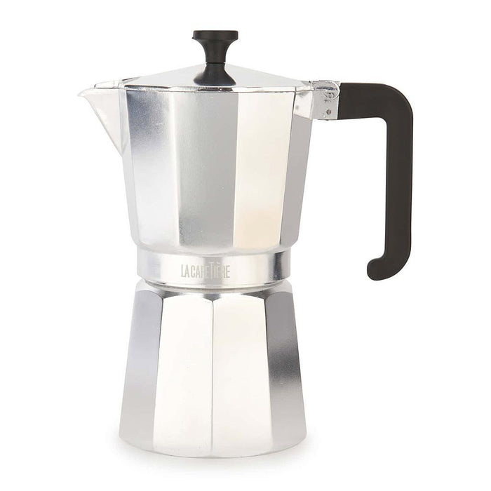 La Cafeterie Bazar Venice Cafetera Expresso De Aluminio 9 Tazas Silver Caja De Regalo