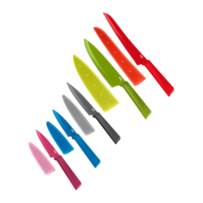 Colori®+ Everyday Knife Set:Bread 8", Chefs 7", Utility 5", Serrated 4", Paring 4" (multi color)