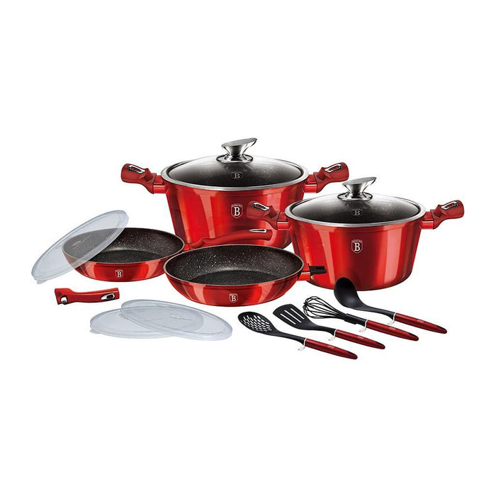 5999108428340 BERLINGER HAUS BAZAR JGO DE UTENCILIOS P/COCINAR C/ DETACHABLE METALLIC 13 PCS LINE BURGUNDY