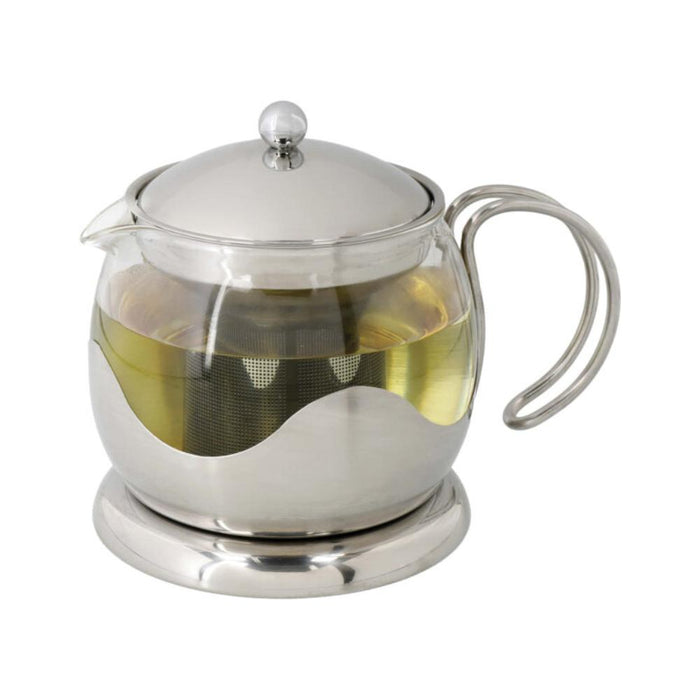 La Cafeterie Bazar Tetera infusor de Vidrio y Acero Pulido 4 Tazas Caja de Regalo