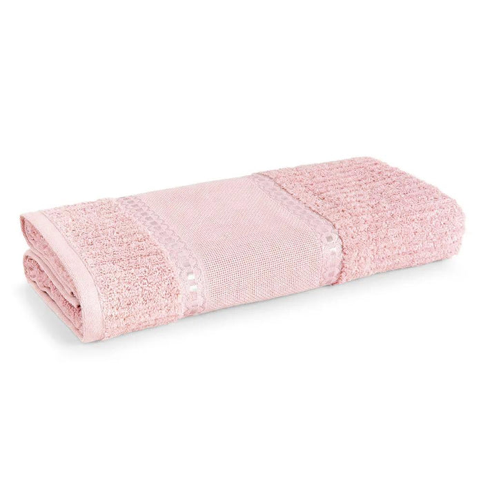 7909156990407 KARSTEN TOALLA DE BAÑO PASSA FITAS I 66X140 ROSA QUARTZO