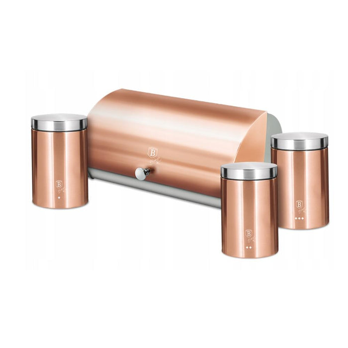 Berlinger Haus Bazar Caja de pan con juego de botes de 4 piezas Metalica  Rose Gold Edition