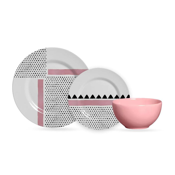 Alleanza Juego 12 Pz Geometrica 5 C/ Bowl Rosa Suave Caixa 1da Classific.