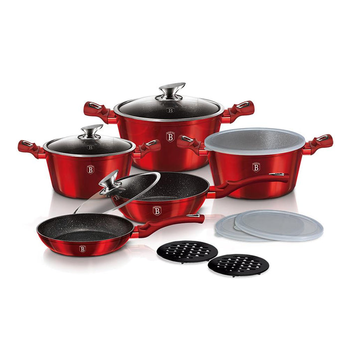 Berlinger Haus Bazar Bateria de cocina de 13 piezas Metalica  Edicion Burgundy