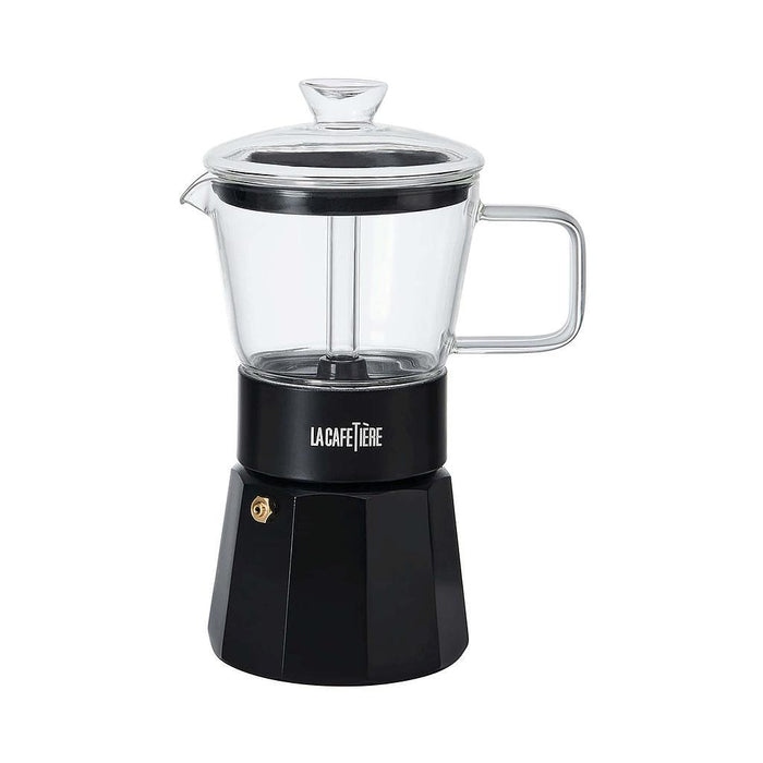 La Cafeterie Bazar Verona Cafetera Expresso De Vidrio Negro 240Ml 6 Tazas Caja De Regalo