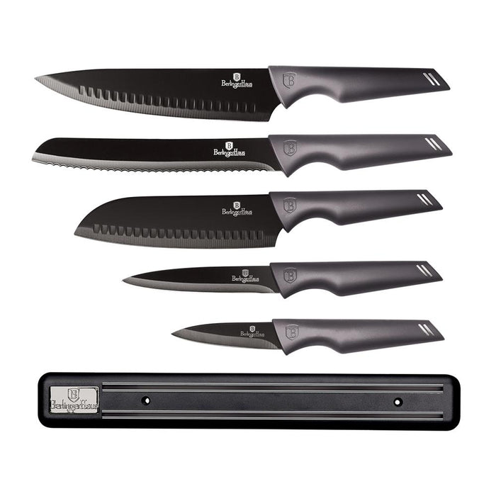 Berlinger Haus Bazar Set de cuchillo 6 piezas y soporte Metalica  Carbon Pro Edition