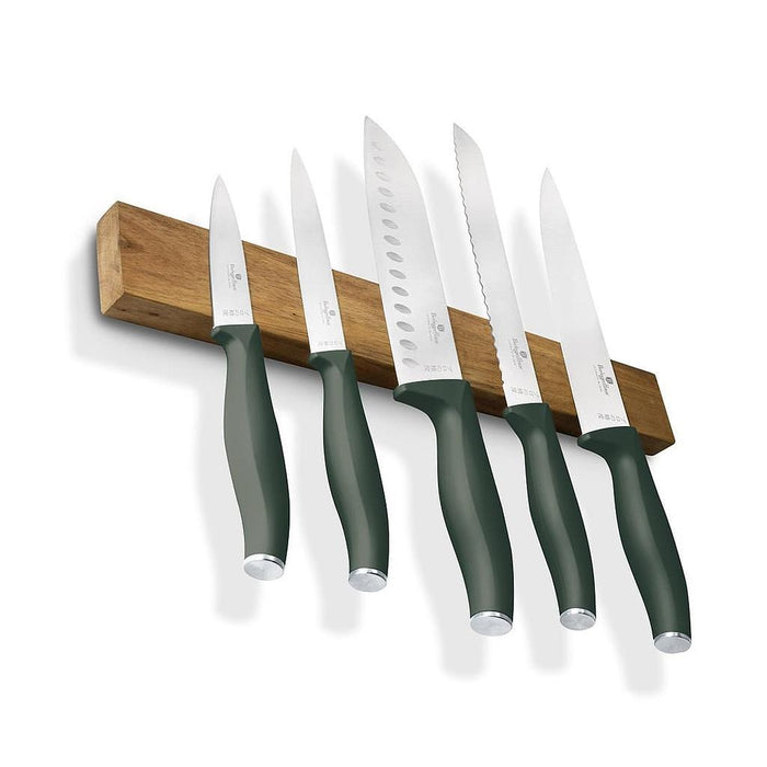 5999108482076 Berlinger Haus Bazar 6 Pcs Jgo Cuchillos C/Colgador Madera Magnetico Matt Green