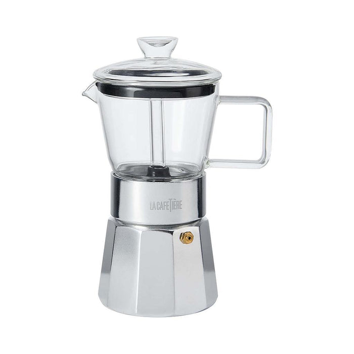 La Cafeterie Bazar Verona Cafetera Expresso De Vidrio Inox 240Ml 6 Tazas Caja De Regalo