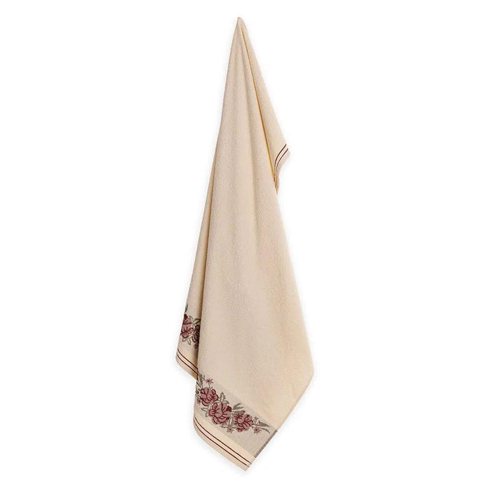 7909156833919 KARSTEN TOALLA BANO GARDENIA 70X140 NATURAL/ROJO