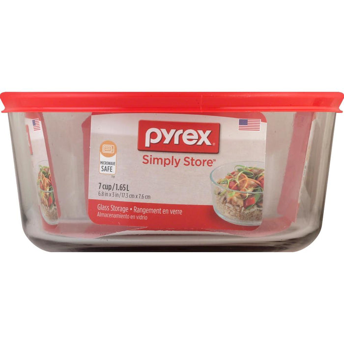 071160042988 PYREX STORAGE PLUS 7-CUP REDONDO C/TAPA PLASTICO ROJO